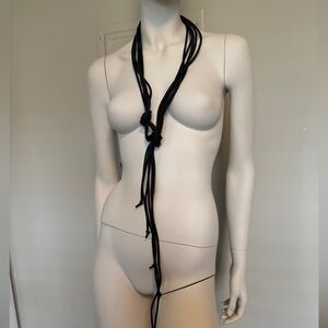 Recycled Rubber Black Knotted Long Necklace